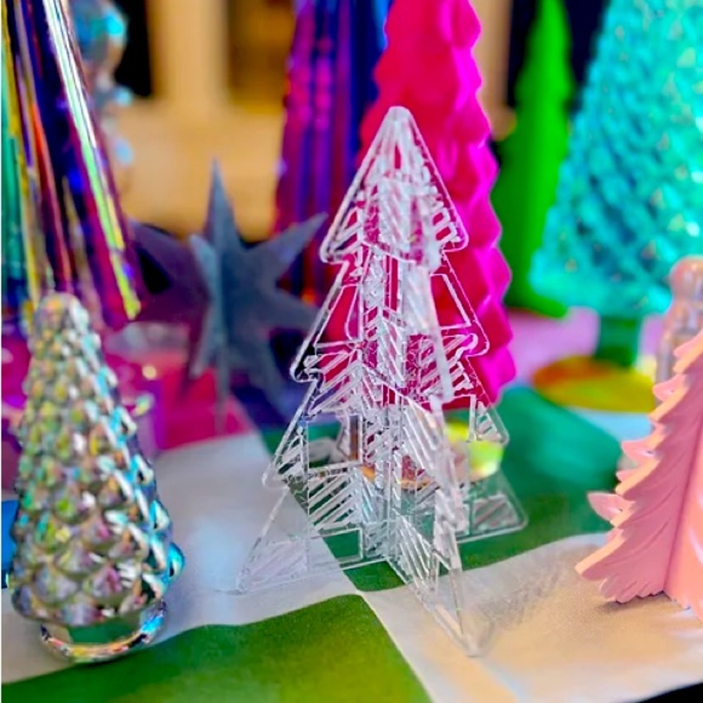 NIB: Cypress Acrylic Tree - Iridescent Glitter